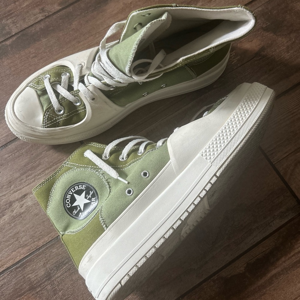 Converse Green and White High-Top Sneakers